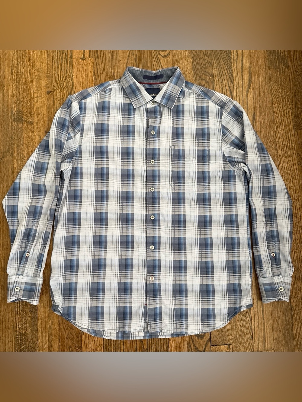 Tommy Bahama Men's Long Sleeve Preppy Blue Plaid Button Up Shirt Cotton/Silk M